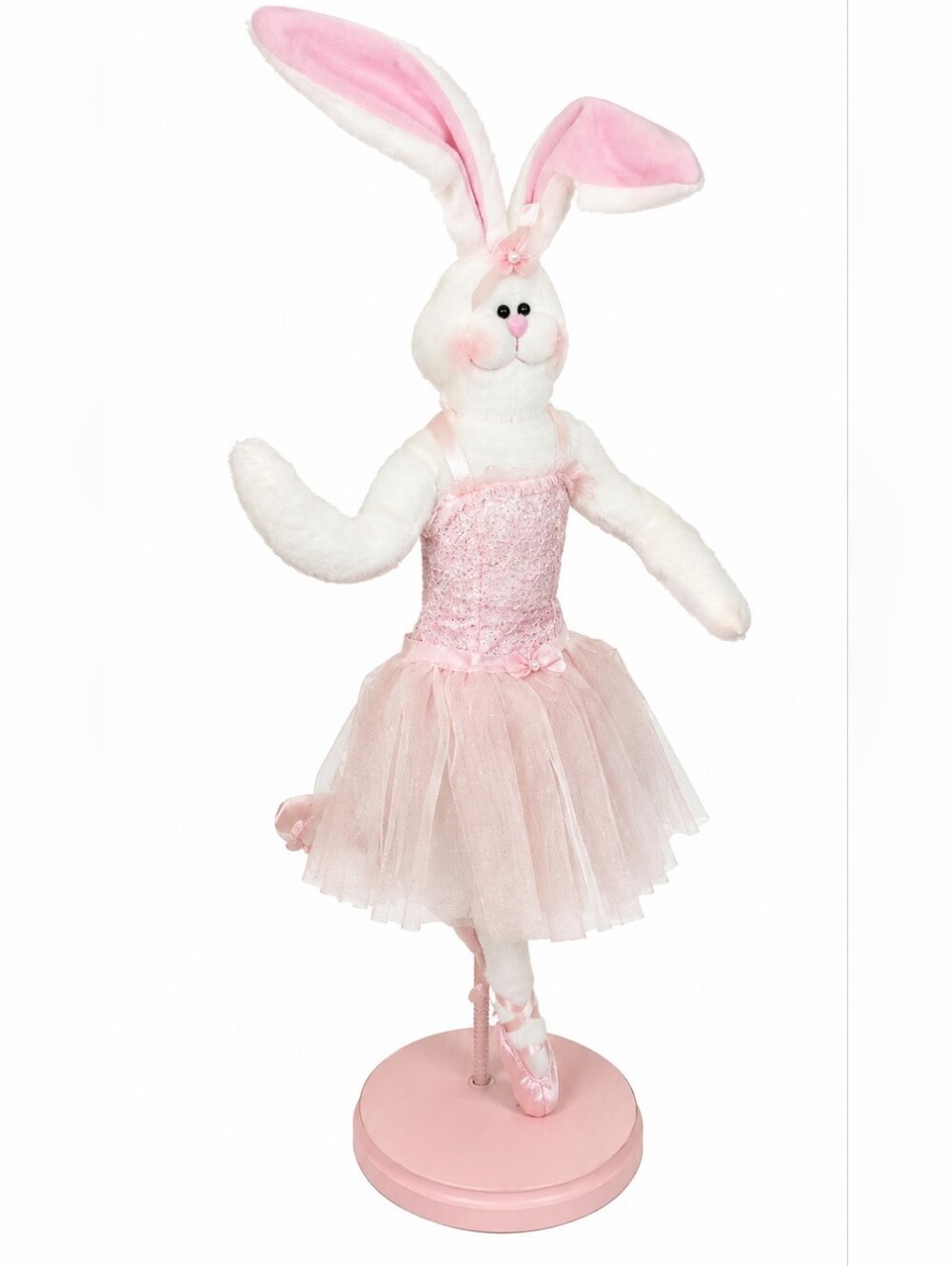 Ganz Easter Bunny Ballerina Plush 17" Pink Tutu Wooden Stand Spring Decor